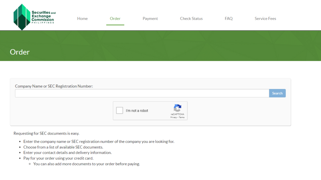 Securities and Exchange Commission Philippines (SEC Express System) Image