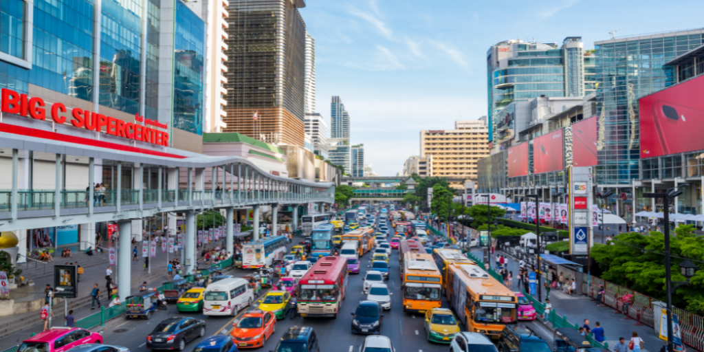 image of a road in a city of Southeast Asia.