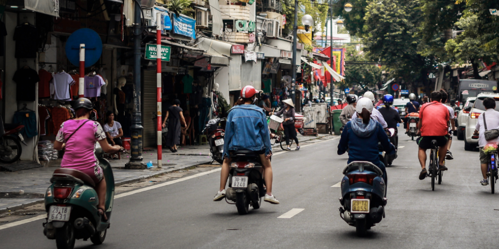 city image with motorcycle